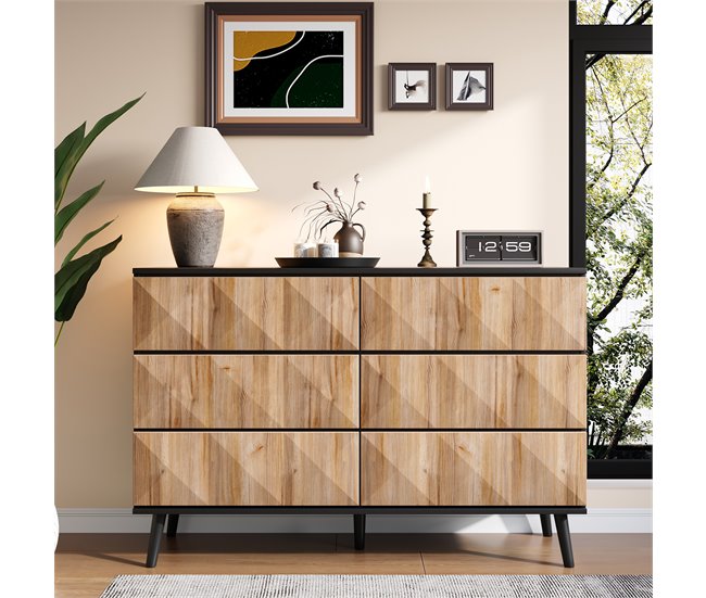 Cómoda doble con 6 cajónes Negro