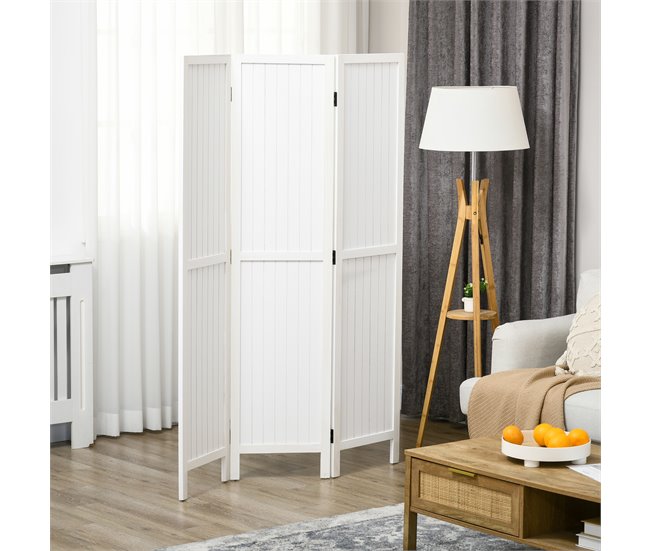 Biombo Madera de Paulownia HOMCOM, hogar - decoración Blanco