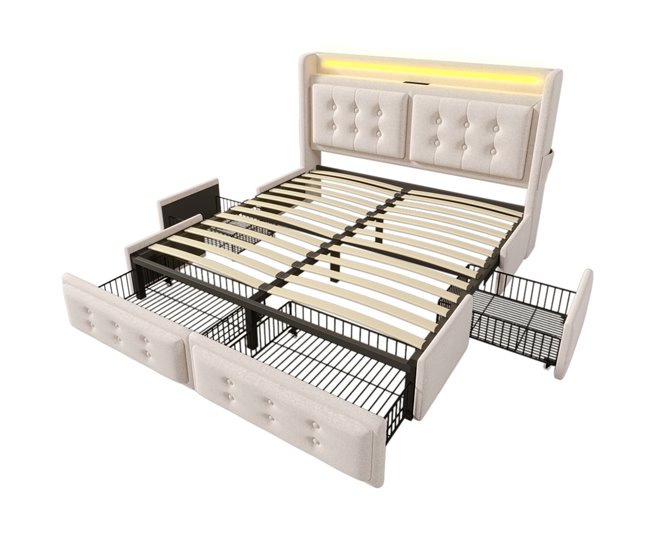 Camas de matrimonio 148x220 Beige