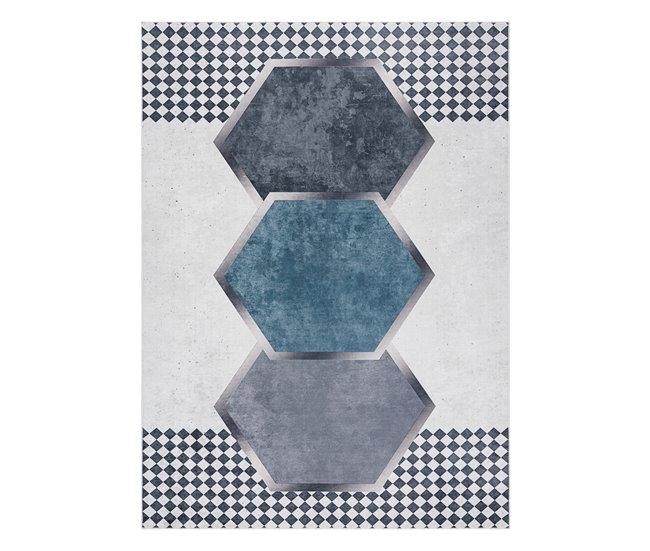 Alfombra lavable ANDRE 1168 Diamantes Geométrico 160x220 Blanco/ Gris