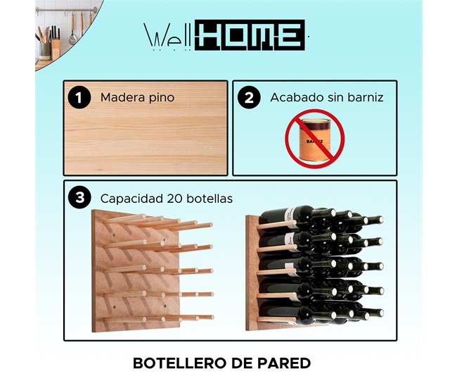 Botellero para pared Natural