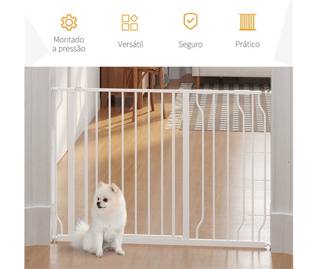 Barrera de Seguridad de Perros Acero, ABS PawHut Blanco
