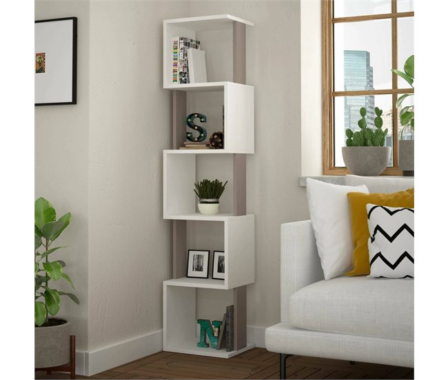 Estante de livros com efeito madeira 35 Blanco