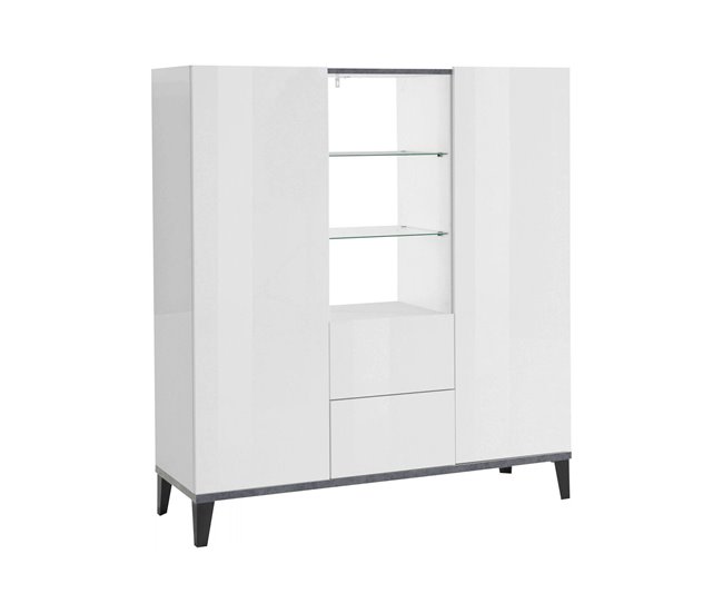 Aparador efecto madera 120 Blanco/ Gris