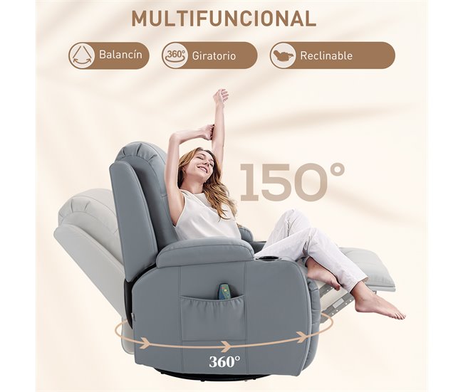 Sillón de Masaje PU HOMCOM, hogar - sofás y butacas Gris