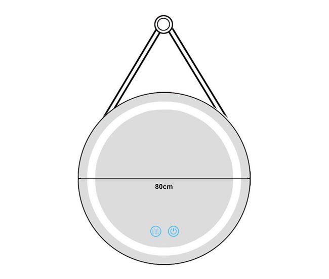 Espejo de pared con LED Picerno para baño con correa antivaho 80x3 Dorado