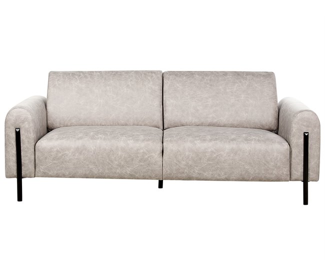 Beliani Sofá de 3 plazas Poliéster ASKIM Beige