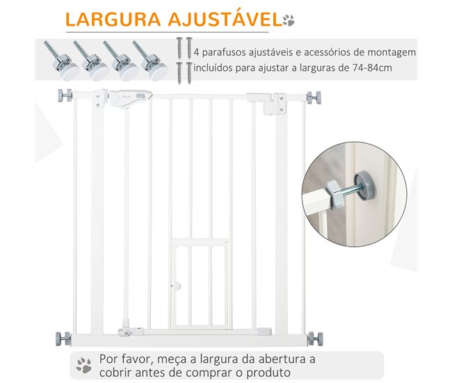 Barrera de Seguridad de Perros Acero y Plástico PawHut Blanco