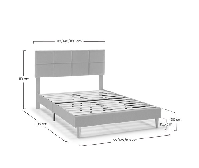 Estructura de cama tapizada Silvi 150x190 Beige