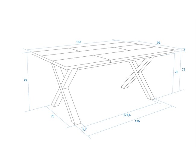 Mesa de Comedor Rústica U 167x90 Arena