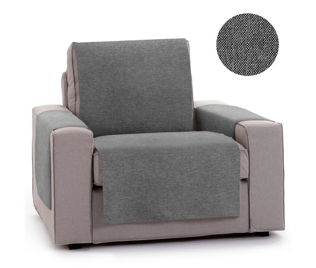 Vipalia Protector Cubre Sofá Sillón Liso Modelo Brisa Gris Oscuro