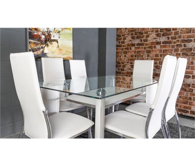 Mesa de cristal templado 150x90 Blanco