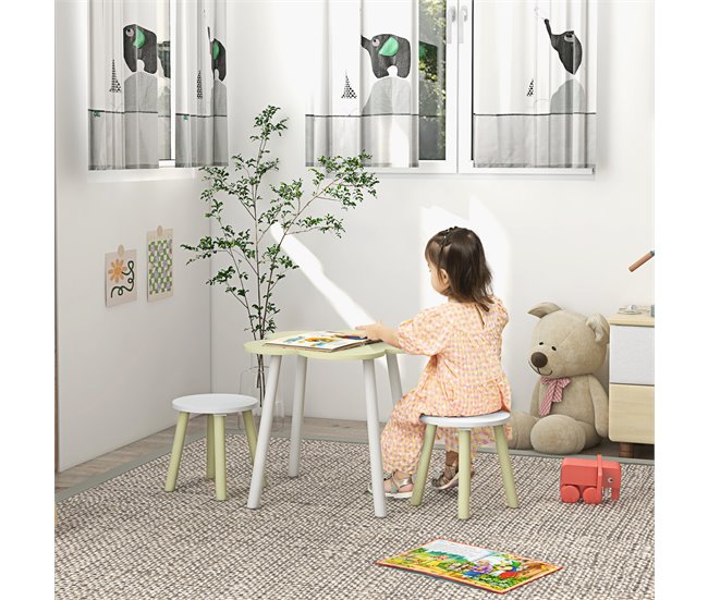Mesa para Niños MDF, Madera de Pino ZONEKIZ 59x59 Amarillo