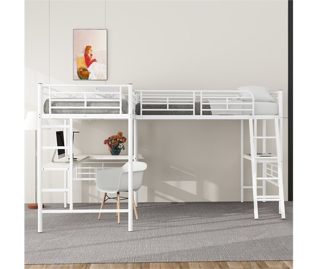 Cama alta para niños 206x298 Blanco
