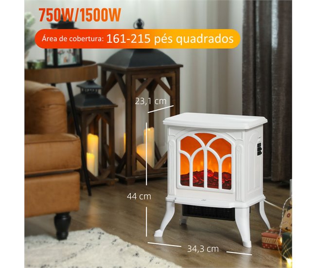 Chimenea Eléctrica Metal, Plástico HOMCOM, hogar - climatización Blanco