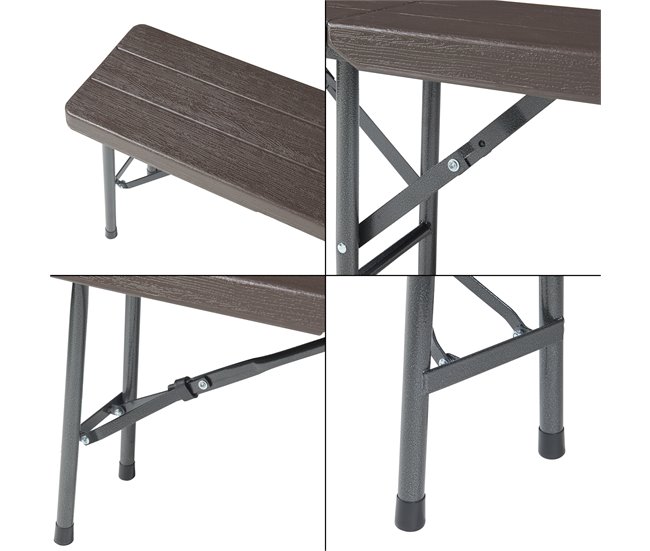 Banco plegable Lillestrøm para 4 personas metal/plástico Madera