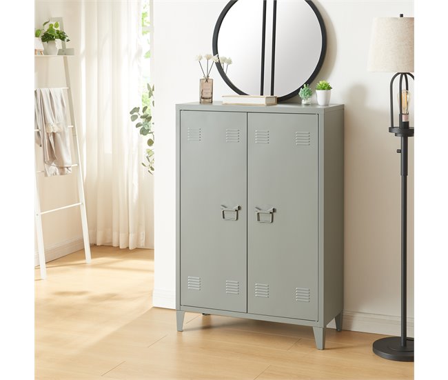 Armario de oficina Oripää con 2 estantes regulables acero Azul