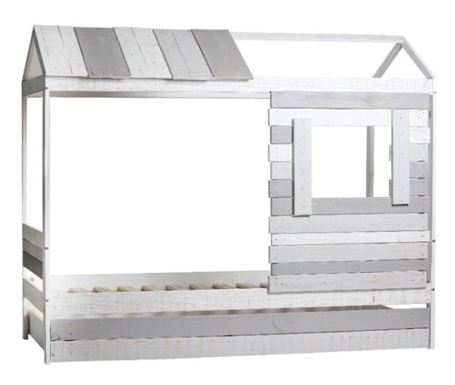 Cama 90x190cm modelo CABANA blanca y gris Blanco/ Gris