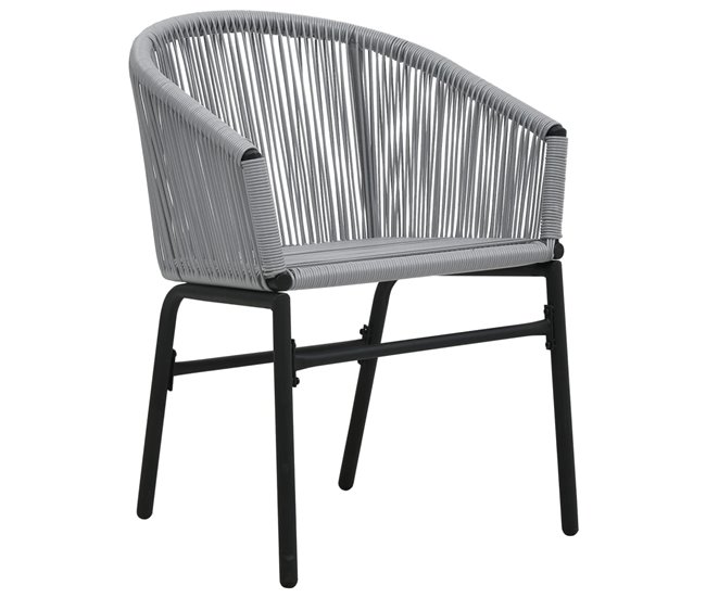 2 Sillas minimalistas de jardín de ratán sintético Gris
