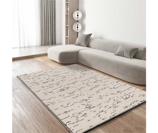 Alfombra abstracta en blanco y negro RETRO - ATTICGO 200x290 Blanco