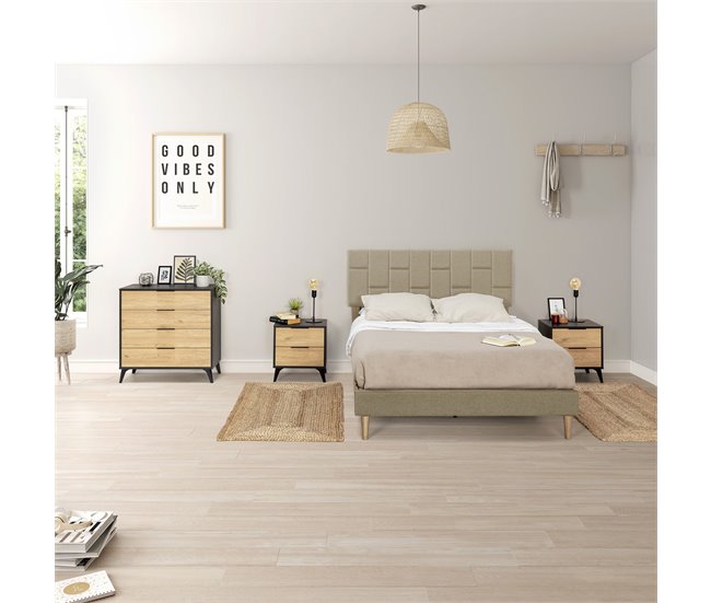 Estructura de Cama tapizada Sorni 135x190 Beige