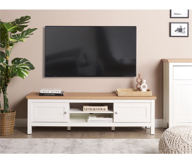 Beliani Mueble TV ATOCA Blanco/ Beige