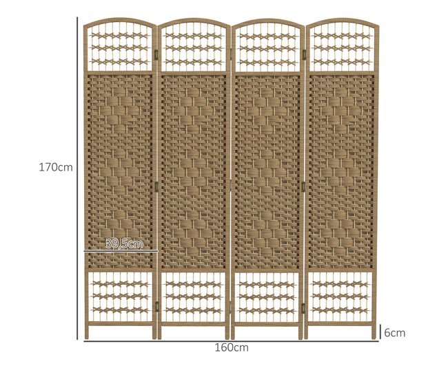 Biombo Bambú, Papel HOMCOM, hogar - decoración Marron