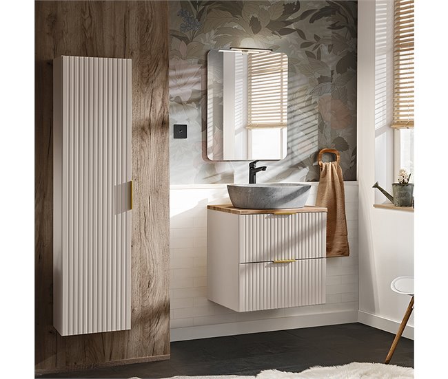 Conjunto mueble lavabo individual y columna Adriel Beige