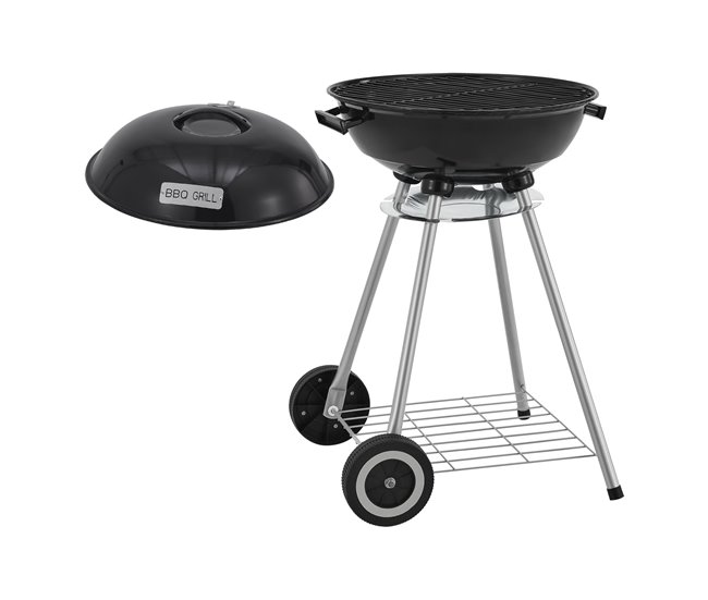 Barbacoa redonda de carbón Apricena con tapa Negro