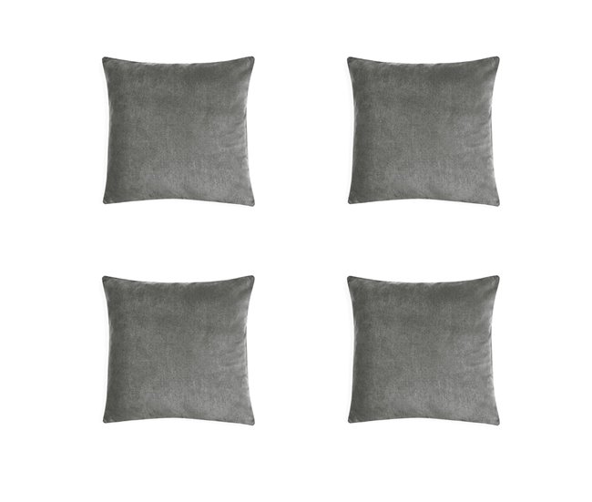 Acomoda Textil – 4 Fundas de Cojín Terciopelo. Gris