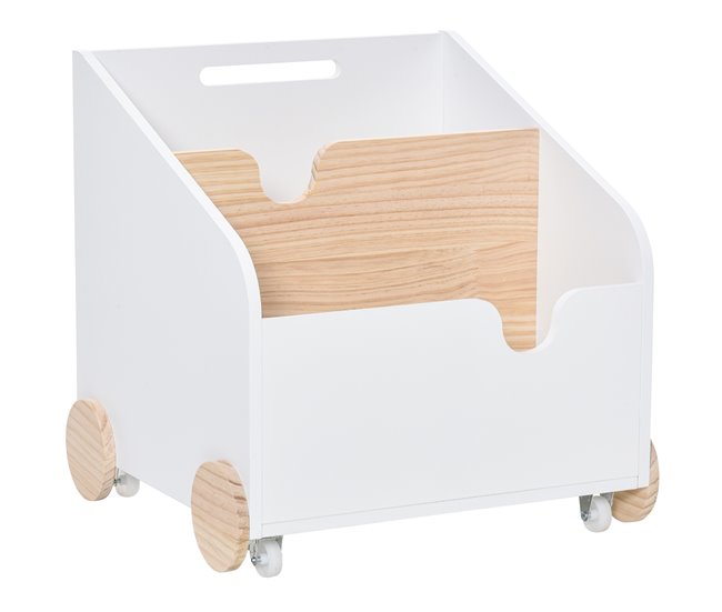 Caja de Almacenaje de Juguetes MDF y Madera de Pino HOMCOM 40 Blanco