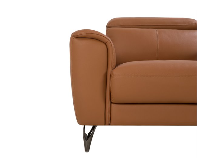 Beliani Sofá de 3 plazas Piel sintética NARWIK Dorado