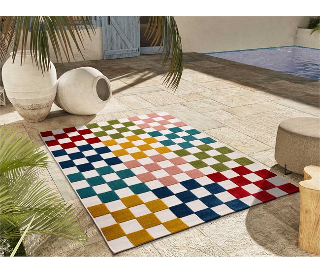 Alfombra geométrica con relieve de interior/exterior MILA - ATTICGO 120x170 Multicolor
