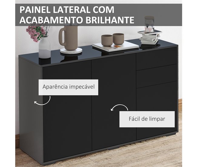 Aparador de Salón Melamina de Madera HOMCOM Negro