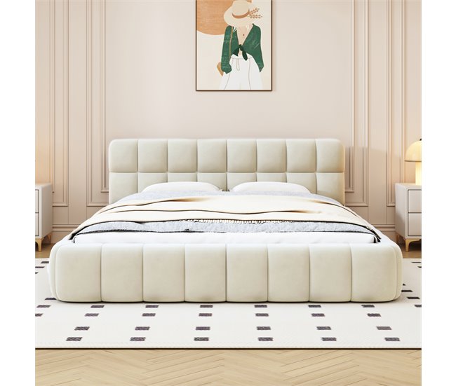 Cama, cama juvenil, cama doble, cama plana 150x213 Beige
