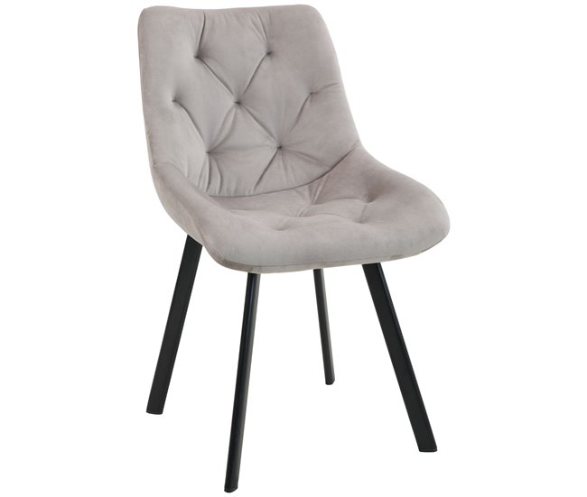 2x Silla tapizada capitoné de terciopelo SJ.33 Beige