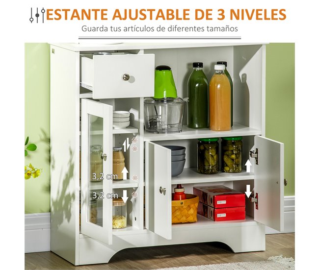 Aparador de Cocina Melamina de Madera HOMCOM, hogar - cocina 80 Blanco