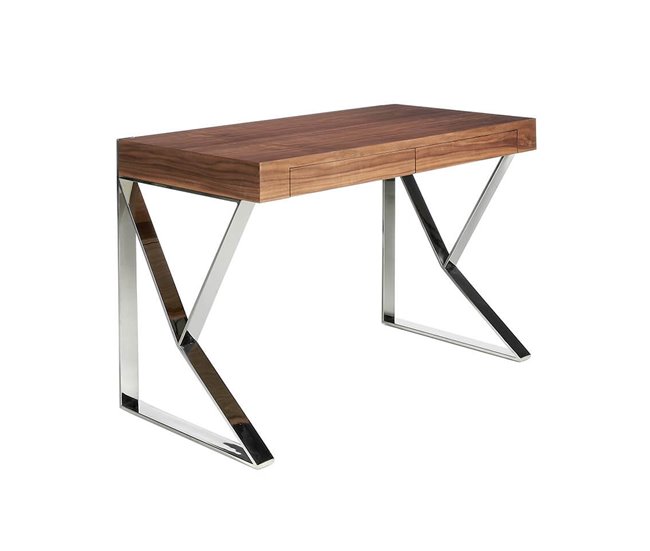 ANGEL CERDA Escritorio nogal y acero cromado Nogal