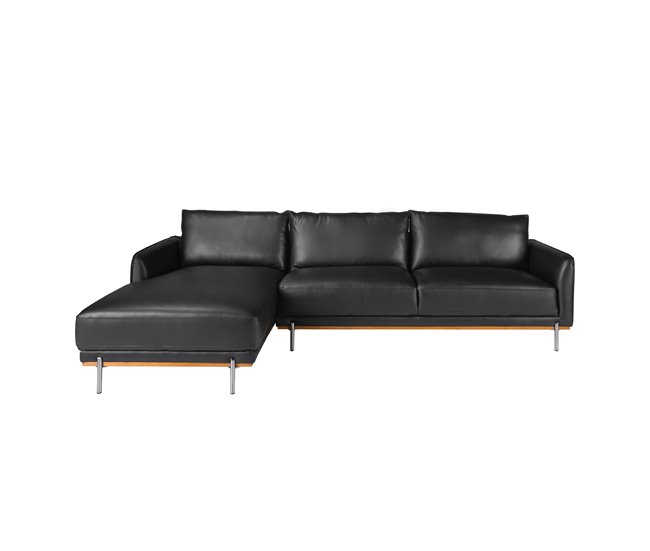ANGEL CERDÁ Sofá chaise longue izquierda piel Negro