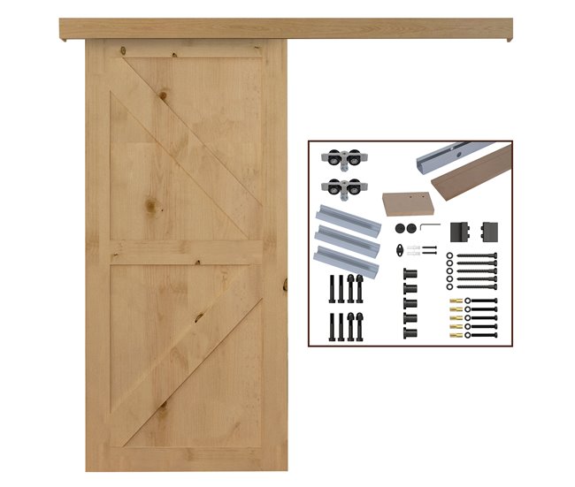 Kit Instalacion Puerta Corredera MDF, Aleación de Aluminio HOMCOM 200 Marron