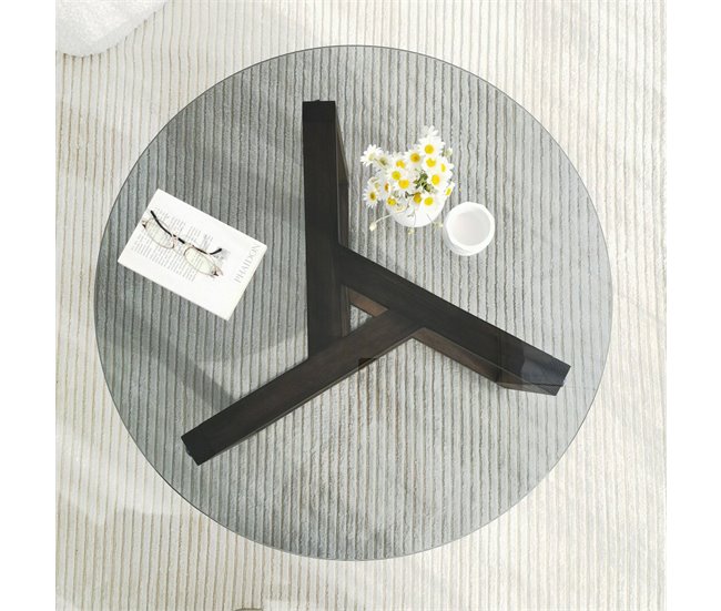 Mesa de centro de vidro 75x75 Madera Oscura