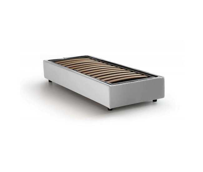 Cama individual en tela Blanco