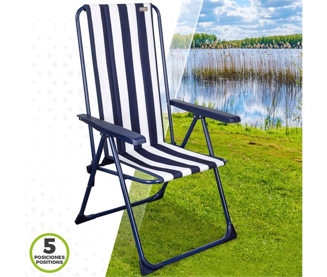 Silla plegable 5 posiciones marinera Aktive Garden Azul