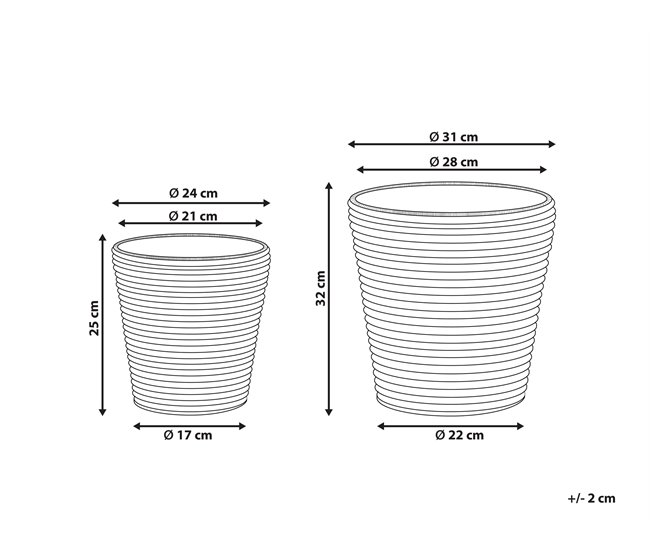 Beliani Conjunto de 2 macetas SARTI Marron