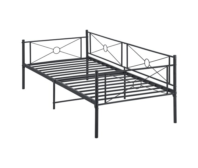 Cama Simple Alvesta con somier Reposacabezas metal 96x207 Negro