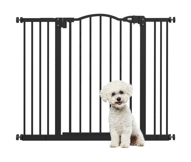 Barrera de Seguridad Metal, Plástico PawHut Negro