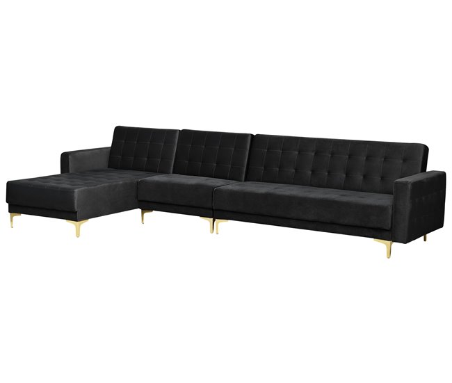 Beliani Sofá cama Terciopelo ABERDEEN Negro