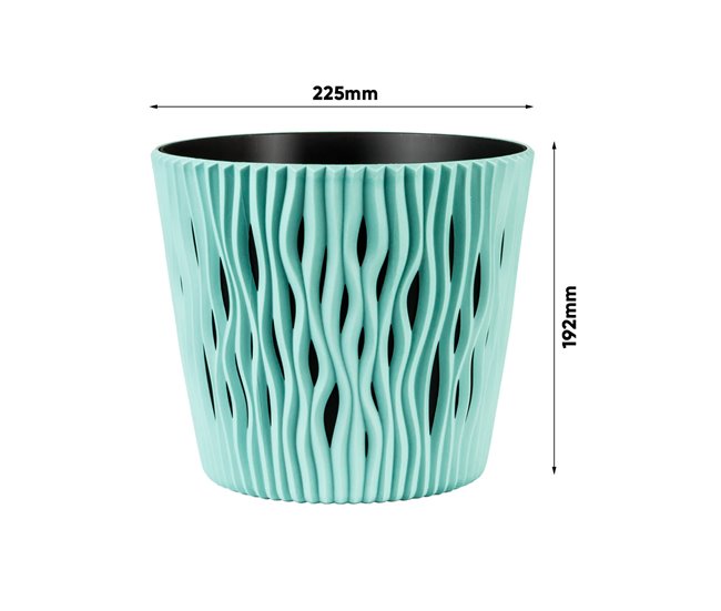 2x Maceta redonda de plastico Sandy Round Marron Claro