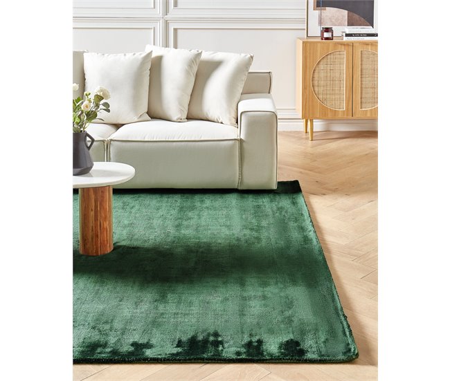 Beliani Alfombra de pelo corto GESI II 200x300 Verde Oscuro