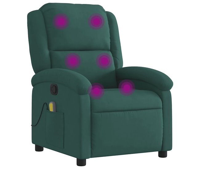 Sillón Reclinable De Masaje Verde Oscuro